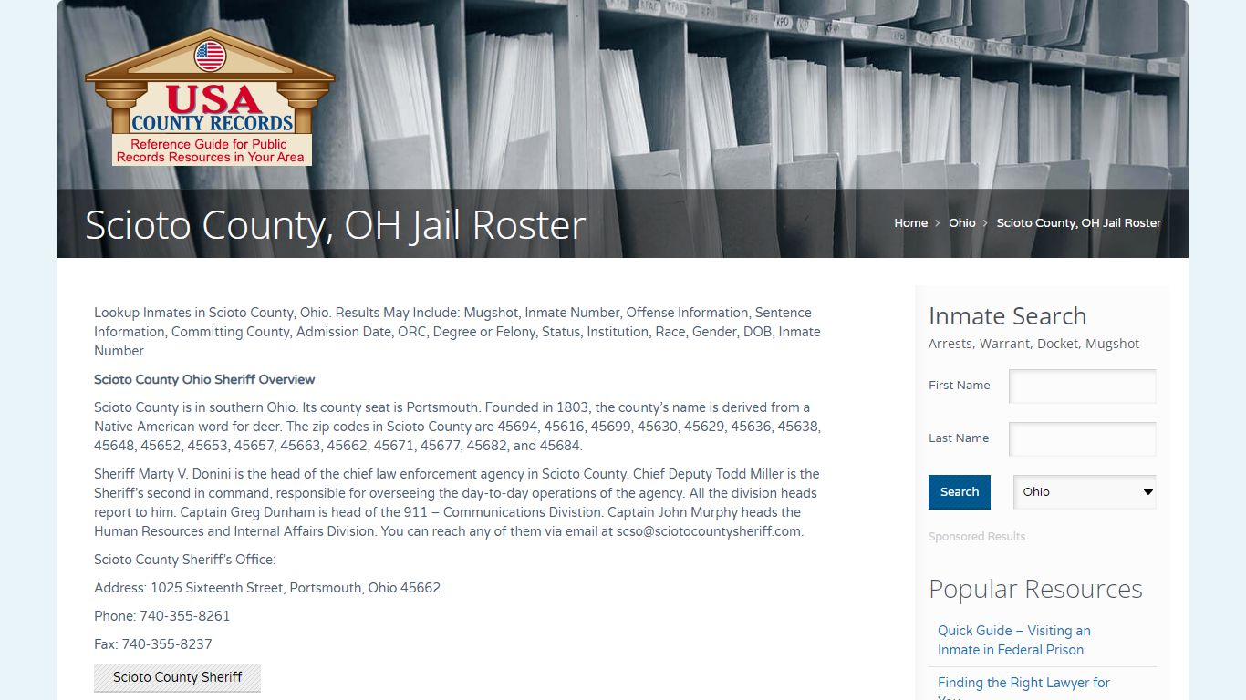 Scioto County, OH Jail Roster | Name Search